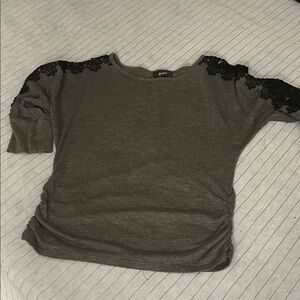 Bwear Dark Gray Sweater with Black Lace Accents